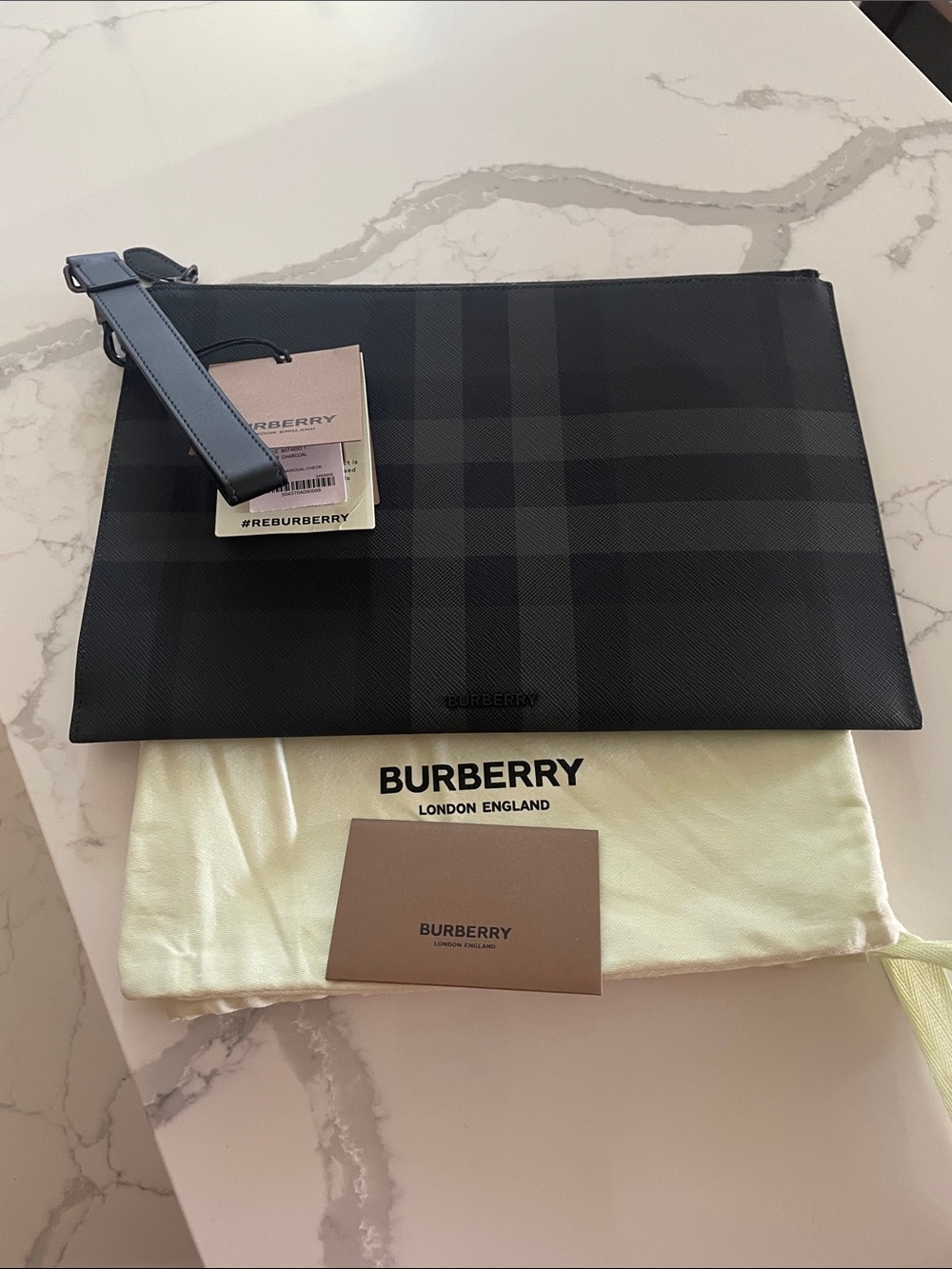 Burberry Check Black Plaid Wristlet/Clutch (unisex)
